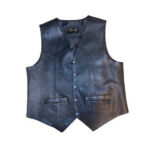 Scully men's black leather vest size large